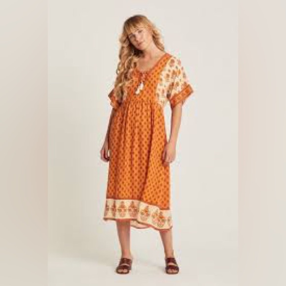 Arnhem Irish midi dress in marmalade orange size AU 8 -US 4